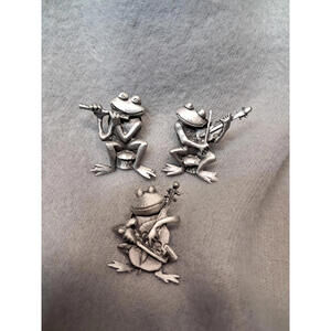 JJ Jonette Pewter Frog Musician Pins